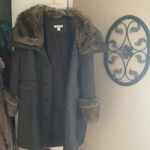 Winter coat with furry collar and sleeves